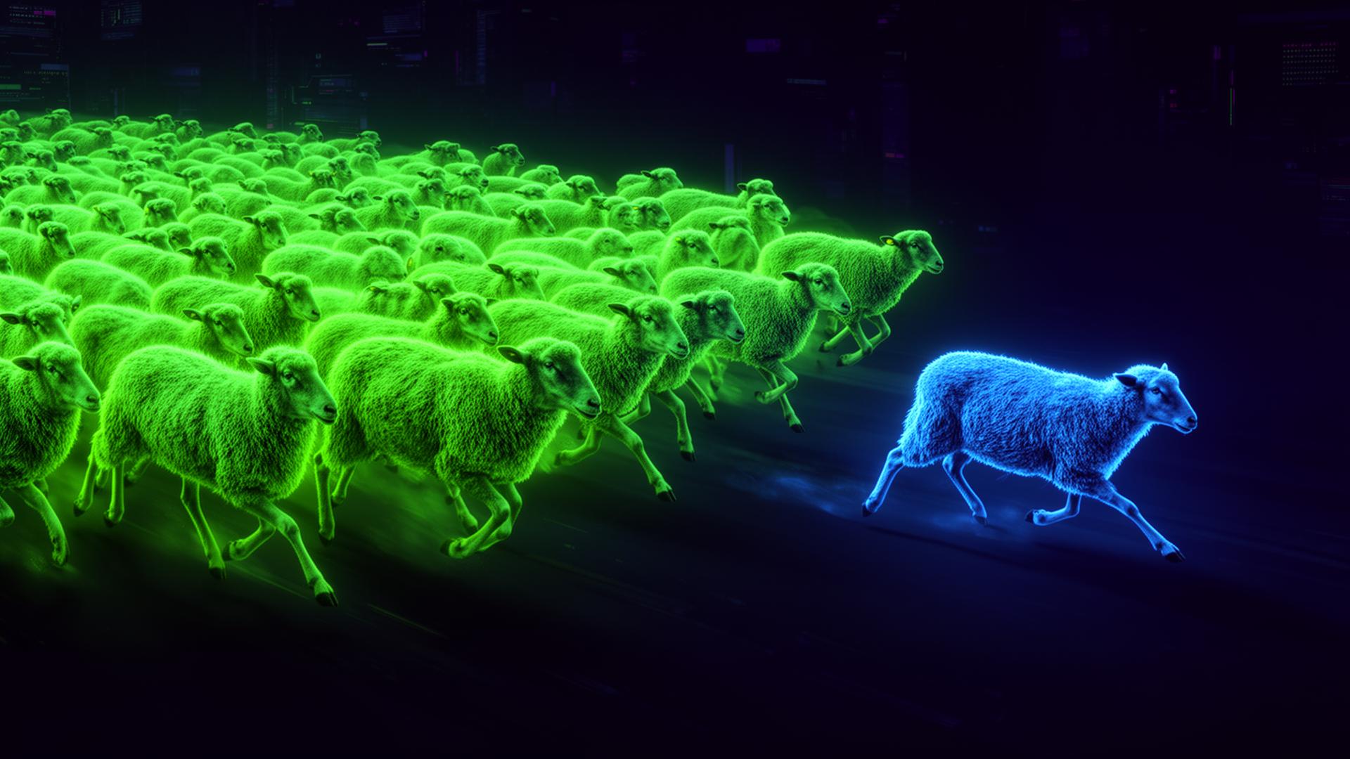 Neon herd running